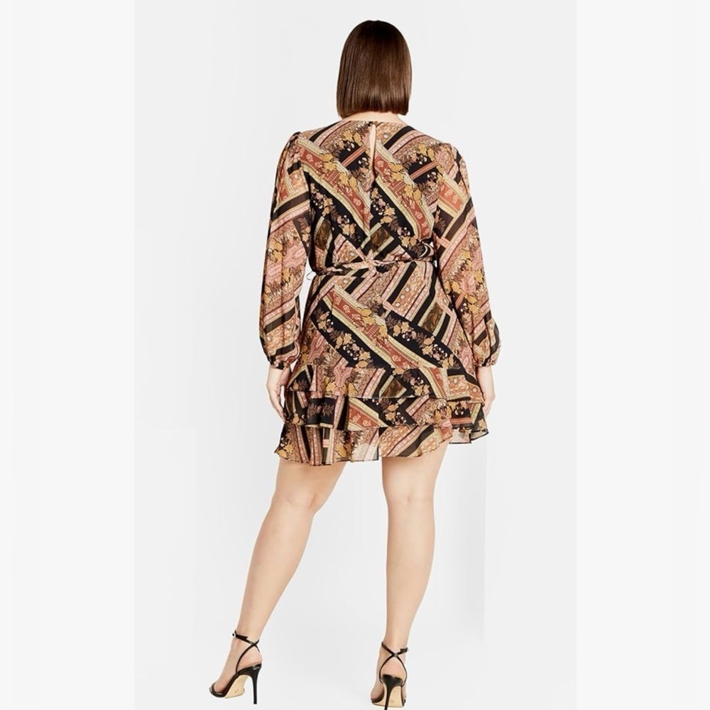 City Chic Harlee Black and Brown Asymmetrical Dress - Picture 2 of 7
